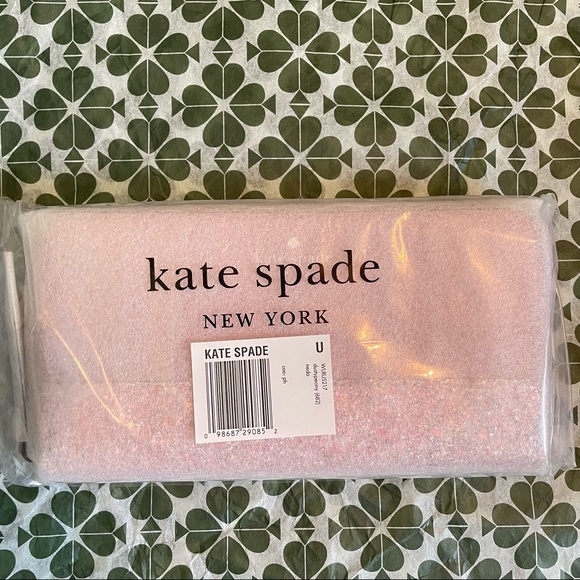 MAKE AN OFFER Kate Spade Greta Court Neda Zip Wallet Dusty Peony Pink Glitter - Picture 4 of 6